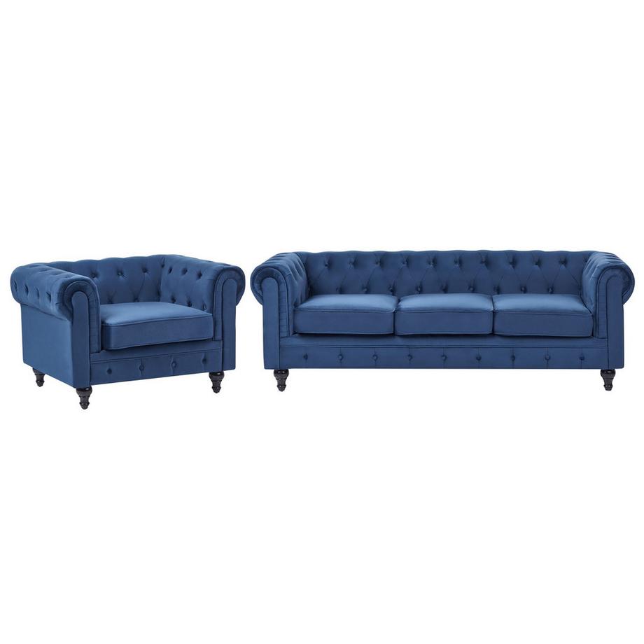 Wohnzimmer Set aus Samtstoff Glamourös CHESTERFIELD