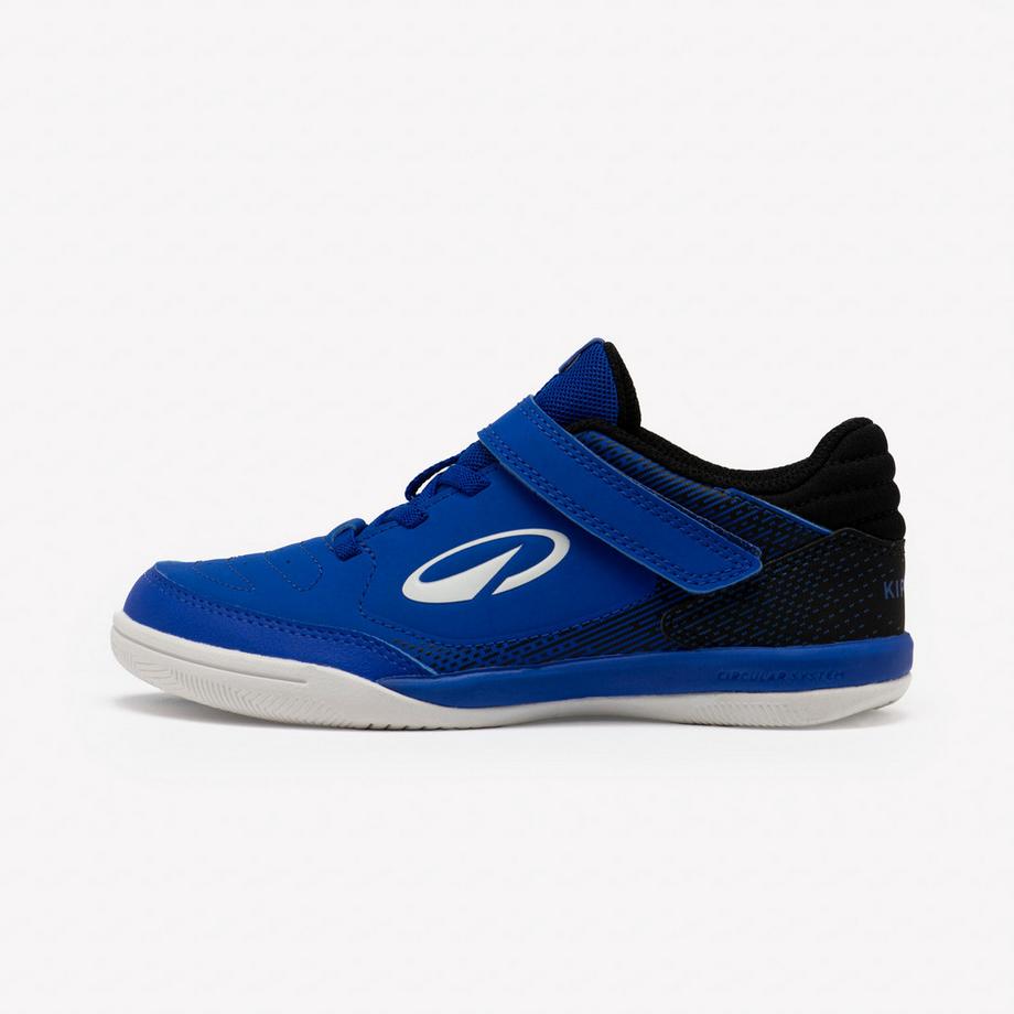 Futsal-Schuhe ohne Schnürsenkel für Kinder Eskudo Club Sala Easy, Orange & Grau