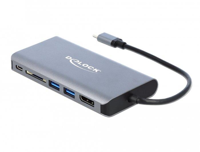 DeLock  87683 Notebook-Dockingstation & Portreplikator Kabelgebunden USB 3.2 Gen 1 (3.1 Gen 1) Type-C Grau 