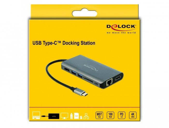 DeLock  87683 replicatore di porte e docking station per notebook Cablato USB 3.2 Gen 1 (3.1 Gen 1) Type-C Grigio 