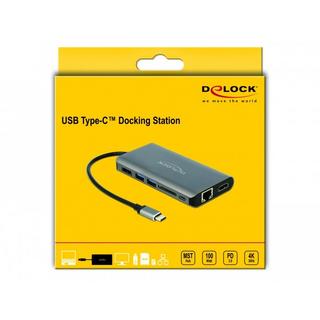 DeLock  87683 Notebook-Dockingstation & Portreplikator Kabelgebunden USB 3.2 Gen 1 (3.1 Gen 1) Type-C Grau 