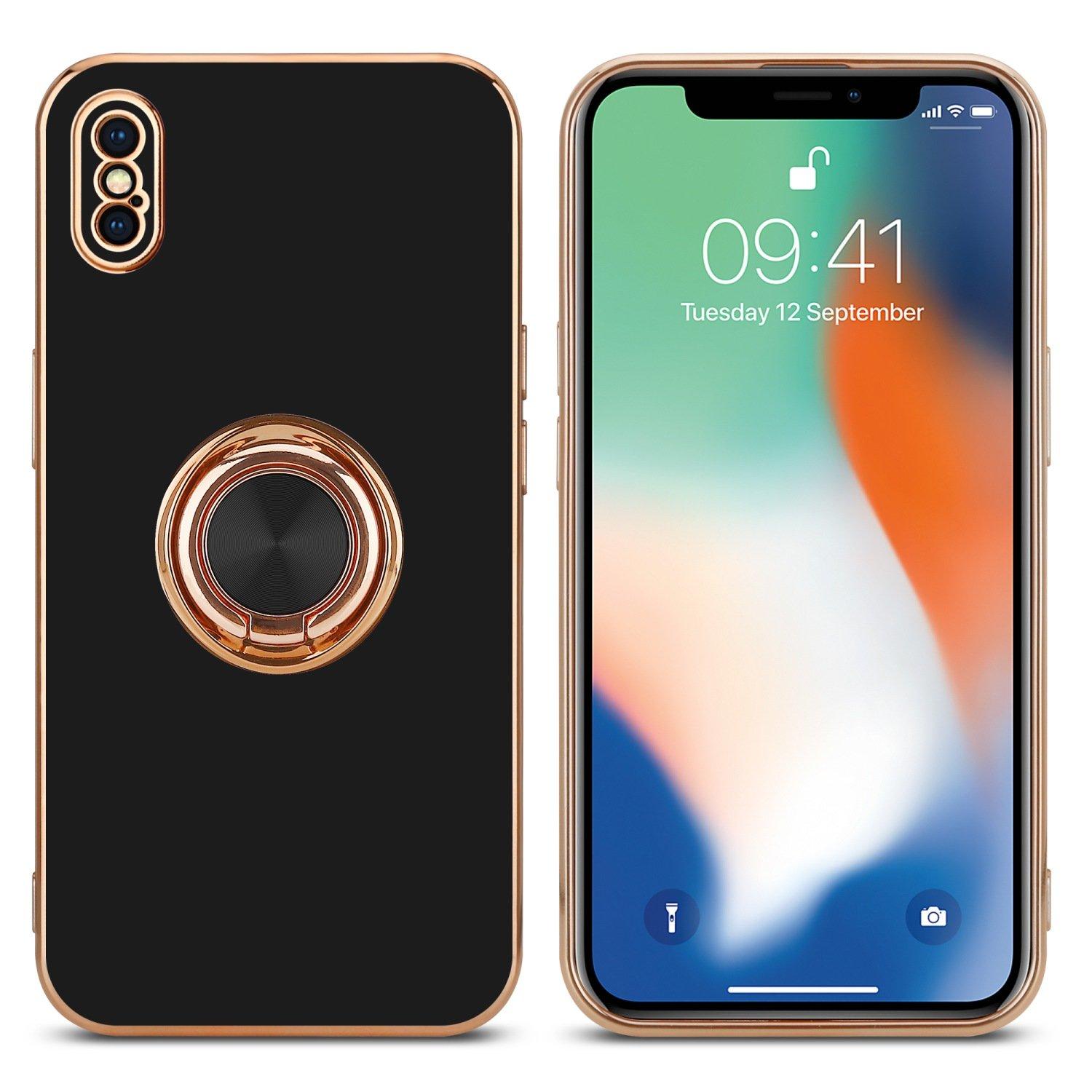 Cadorabo  Housse compatible avec Apple iPhone XS MAX avec anneau - Coque de protection en silicone TPU flexible, avec protection pour appareil photo et support voiture magnétique 