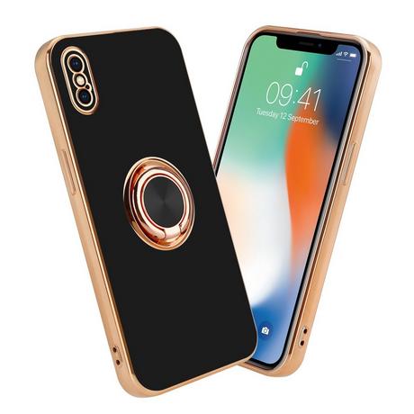 Cadorabo  Housse compatible avec Apple iPhone XS MAX avec anneau - Coque de protection en silicone TPU flexible, avec protection pour appareil photo et support voiture magnétique 