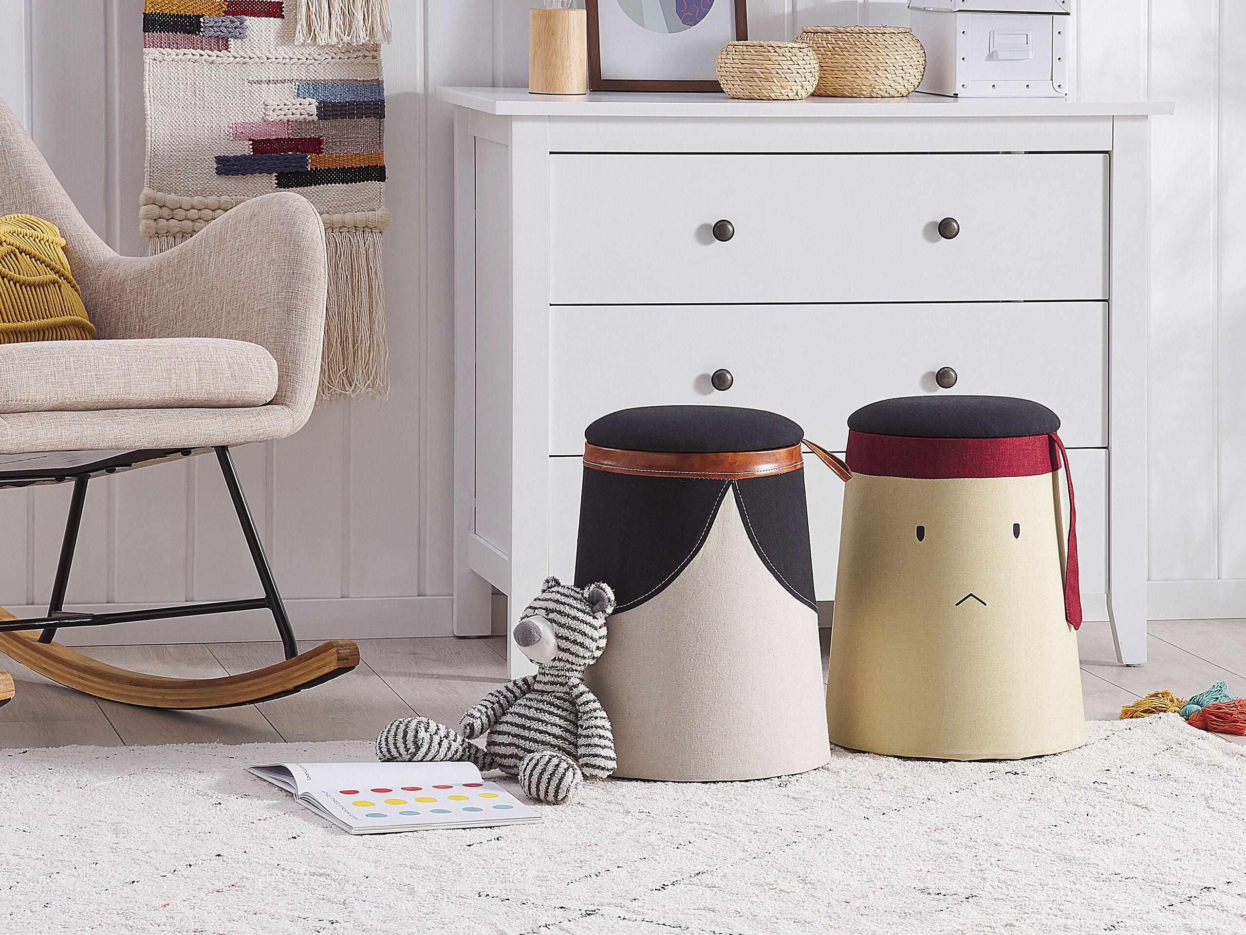 Beliani Pouf de rangement pour enfants en Lin synthétique Moderne APACHE  