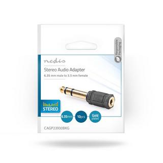 Nedis  Adattatore audio stereo | 6,35 mm Hane | 3,5 mm Hona | Guldplaterad | Rak | ABS | Svart | 10 pz. | Plastica 
