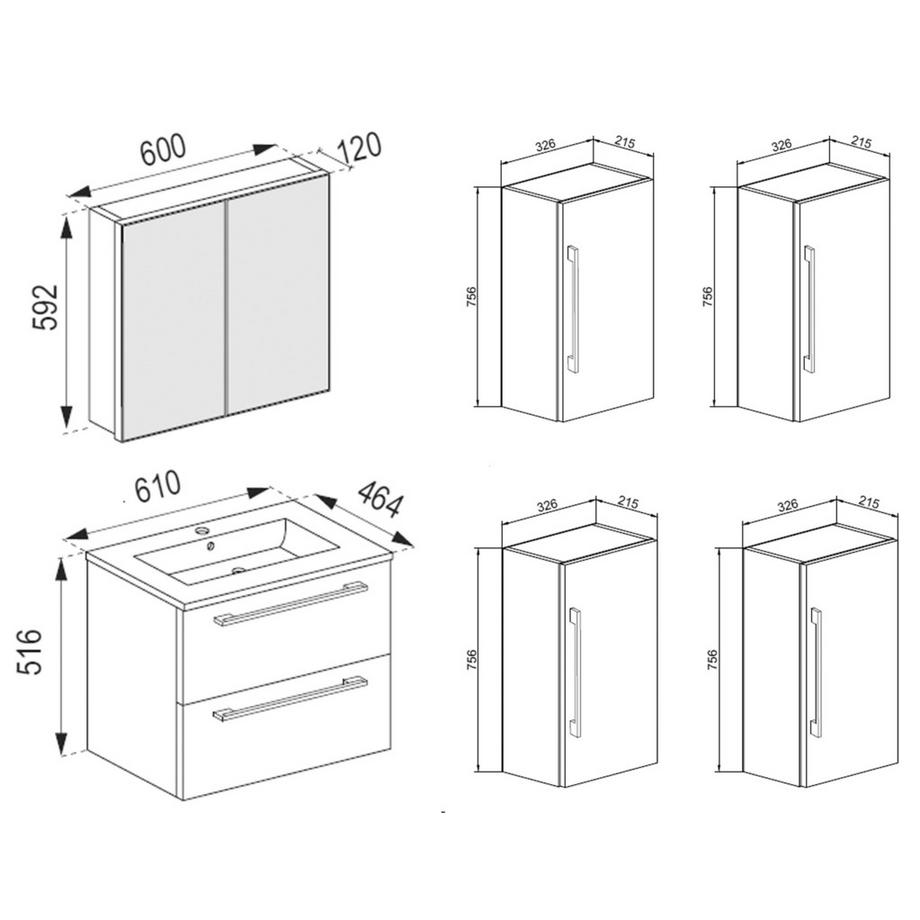 VCM 5-tlg. Badmöbel Set Badinos  