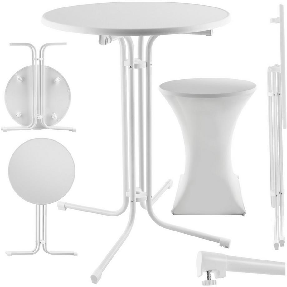 Tectake Stehtisch Eren rund mit Tischhusse klappbar, 90 x 110 cm  