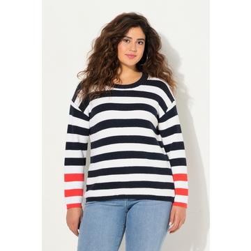 Maglione con righe, scollo a girocollo e maniche lunghe