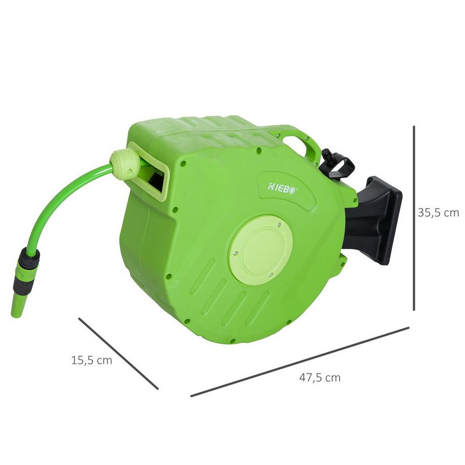 Northio  Schlauchtrommel 15M Automatik Schlauchaufroller, Schwenkbar, Ideal Für Druckluft & Gartenarbeit, Grün 