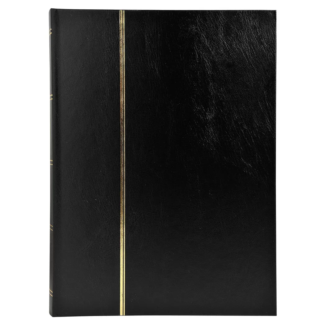 Exacompta - Briefmarken Einsteckalbum aus Halbleder, 48 Seiten, 22,5x30,5cm, One Size, Schwarz
