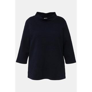 Ulla Popken  Sweatshirt, Struktur, Stehkragen, 3/4-Arm, Biobaumwolle 