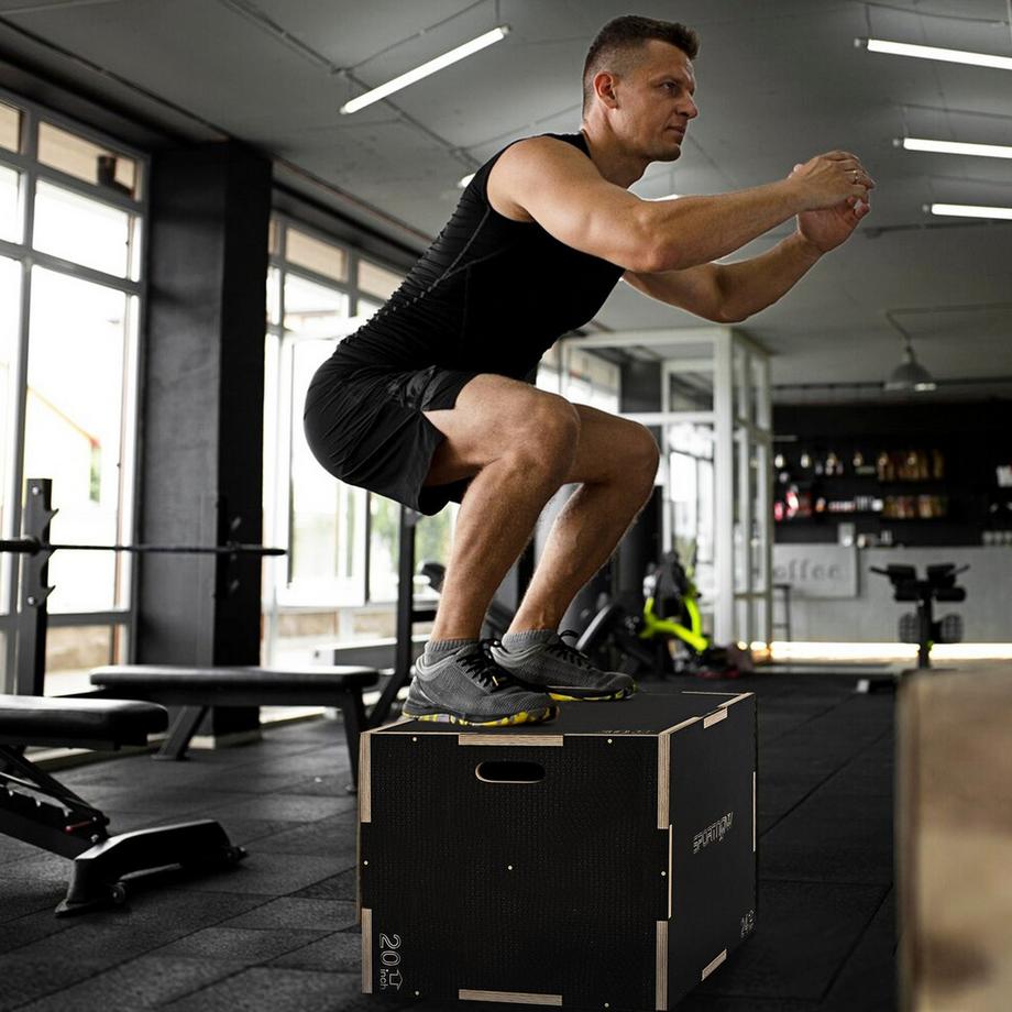Northio  Jump Box, Plyo Box 3 en 1 en bois avec poignée, plateforme pliométrique pour la maison, la salle de sport, noir 