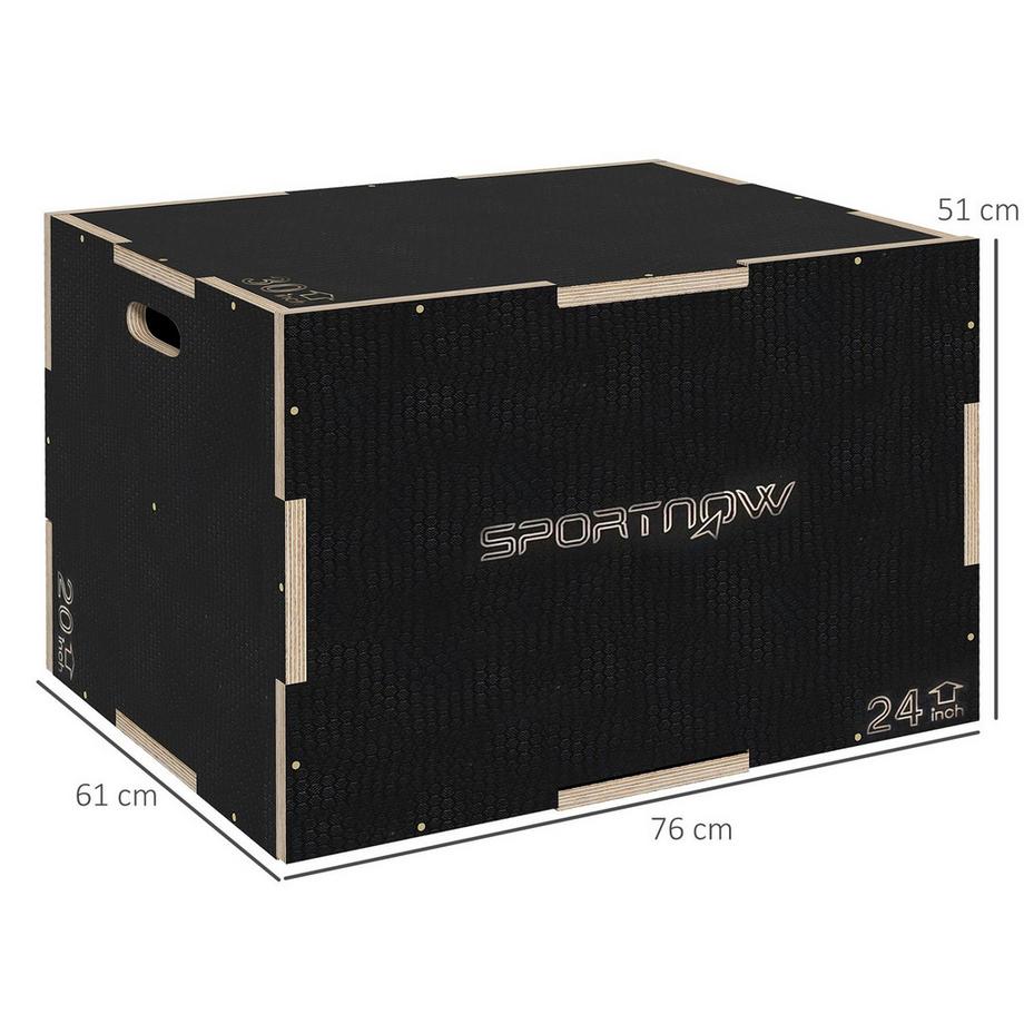 Northio  Jump Box, Plyo Box 3 en 1 en bois avec poignée, plateforme pliométrique pour la maison, la salle de sport, noir 