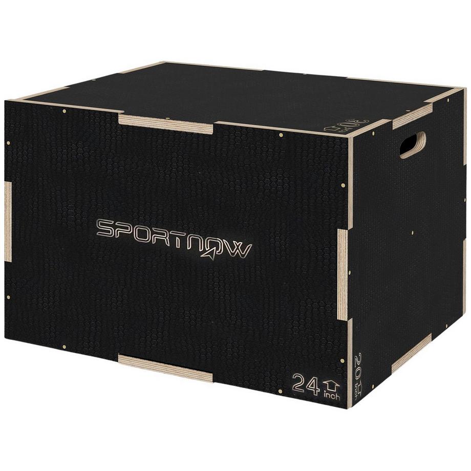 Jump Box, Plyo Box 3 en 1 en bois avec poignée, plateforme pliométrique pour la maison, la salle de sport, noir