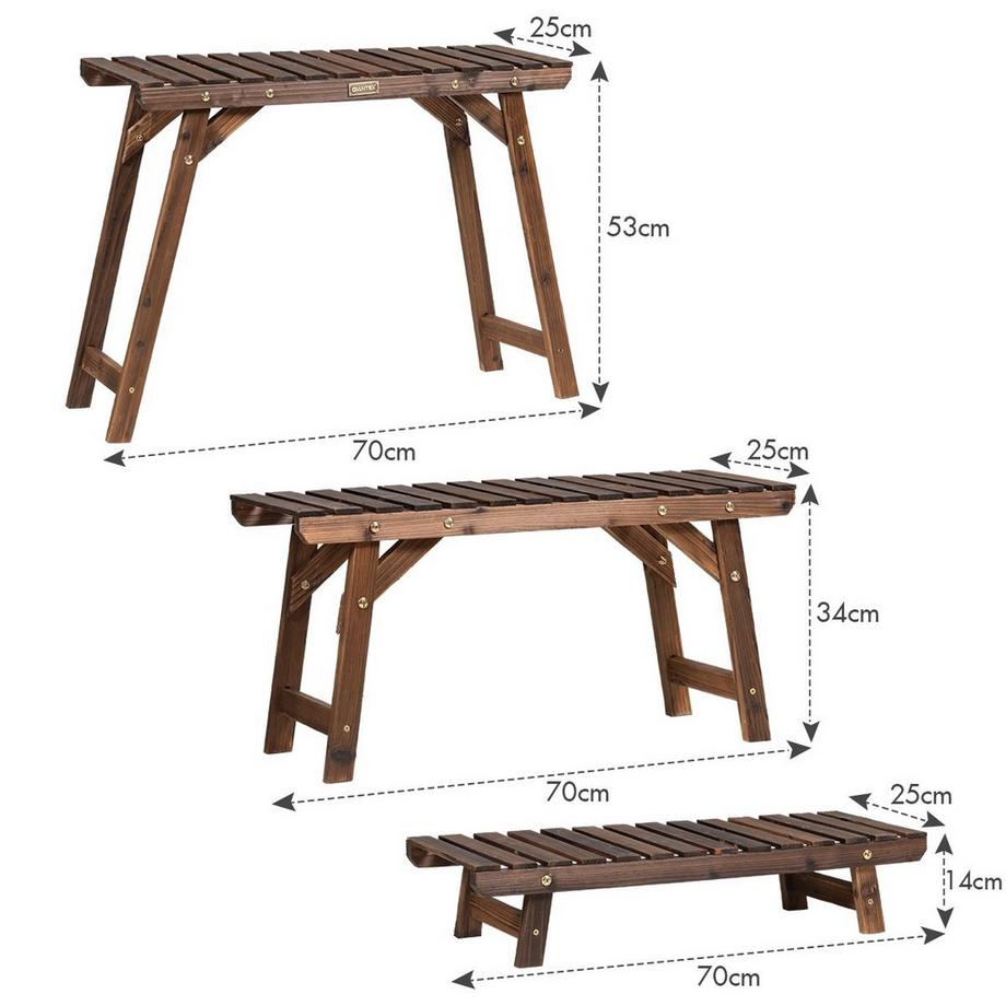 Northix Portapiante in legno Scaffale angolare per piante a 3 livelli in 3 pezzi. Portafiori marrone  