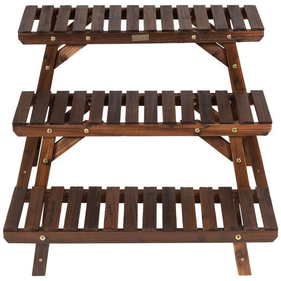 Northix Portapiante in legno Scaffale angolare per piante a 3 livelli in 3 pezzi. Portafiori marrone  