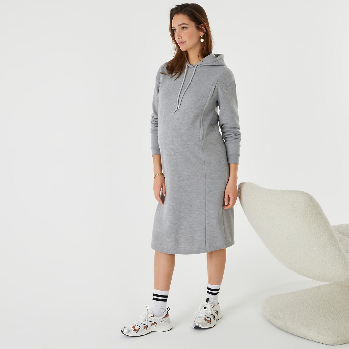 Image of Sweatkleid Für Schwangerschaft Und Stillzeit Damen Grau XL