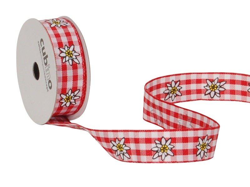 SPYK SPYK Band Cubino 15mm/3m 1324.1554 rot/weiss Karo Edelweiss  