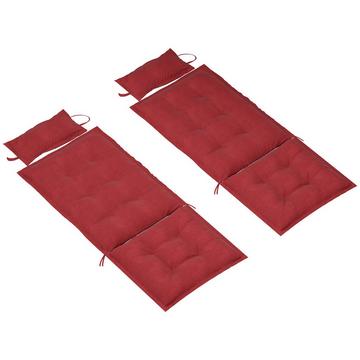 Lot de 2 coussins pour transats, coussins hydrofuges pour transats de jardin, coussins rembourrés pour transats de plage, coussins de chaise longue, coussins pour meubles de jardin, 50 x 116 x 5 cm, bordeaux Aosom