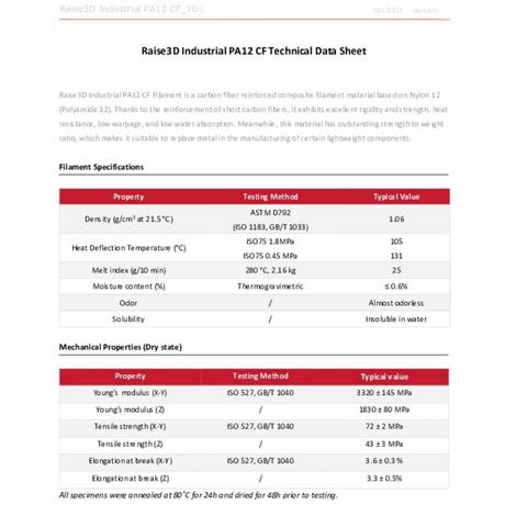 RAISE3D  Filament Industrial PA12 cf 