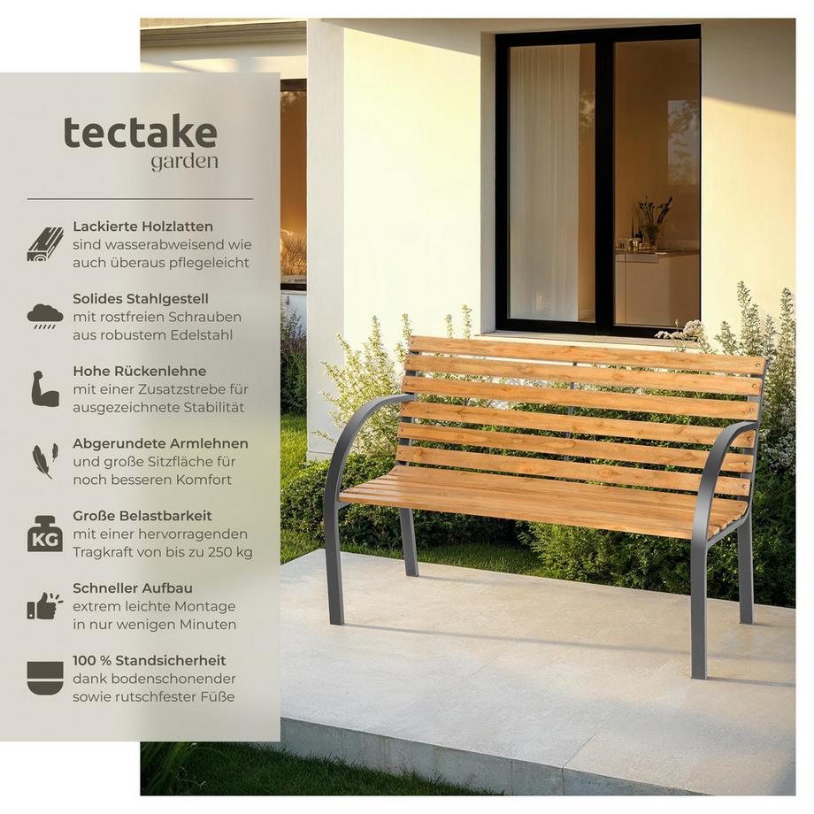 Tectake Gartenbank Michaela 2-Sitzer aus Holz und Stahl  