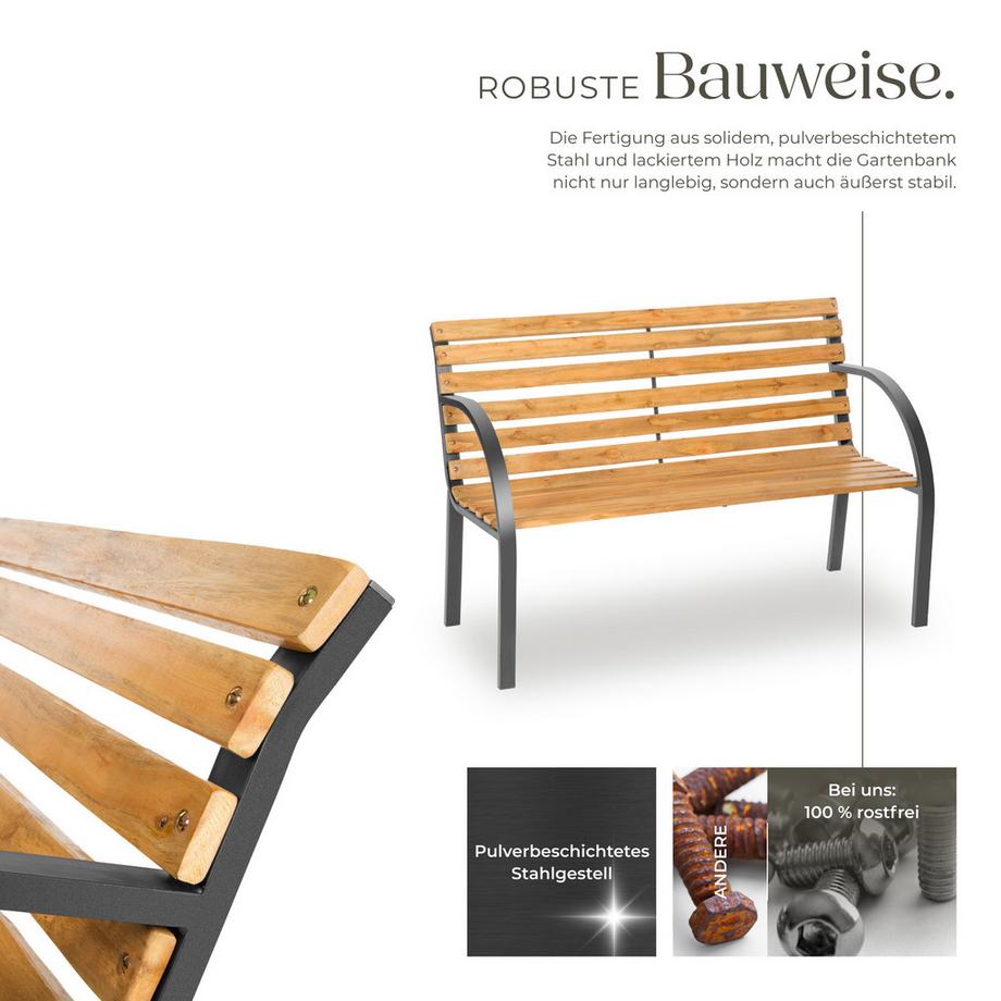 Tectake Gartenbank Michaela 2-Sitzer aus Holz und Stahl  