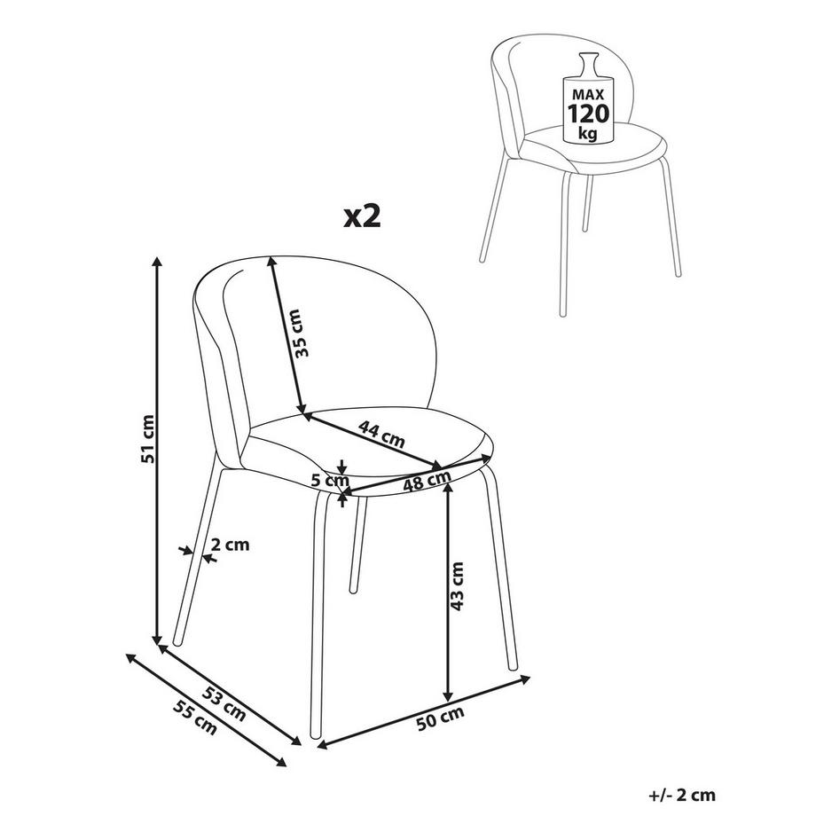 Beliani Esszimmerstuhl 2er Set aus Cord Retro MILES  