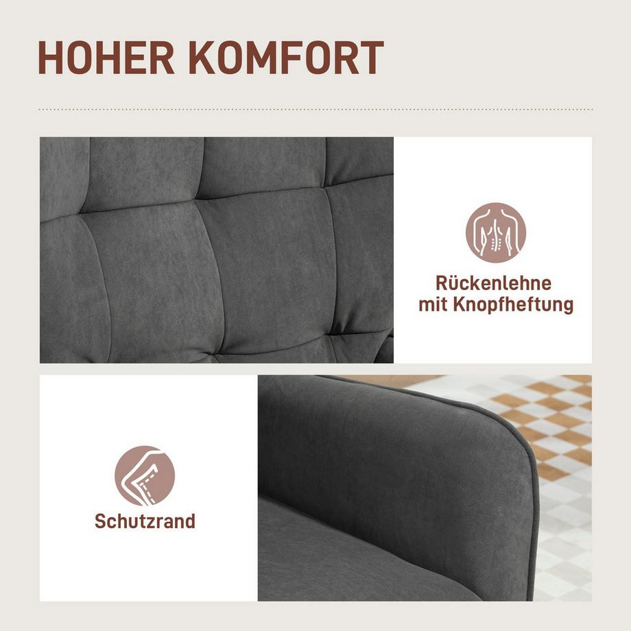 Northio Sessel Wohnzimmer Loungesessel Relaxsessel mit Holzbeine Lesesessel mit Samtoptik, Polstersessel für Schlafzimmer Grau  