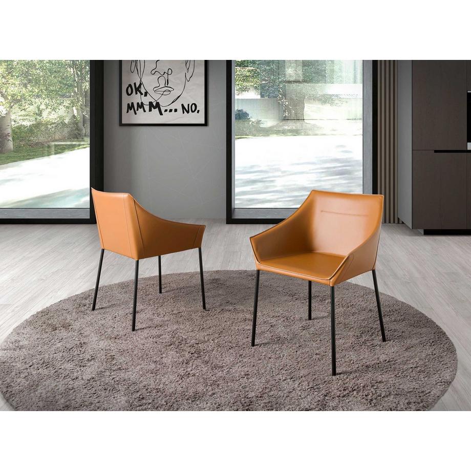 ANGEL CERDA Chaise en similicuir marron  