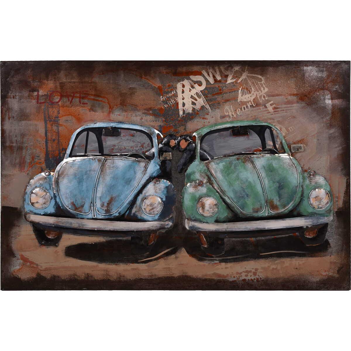 Image of 3D Metallbilde Autos mit Pärchen Visionik 120x80 3D Metallbilde Autos mit Pärchen Visionik 120x80