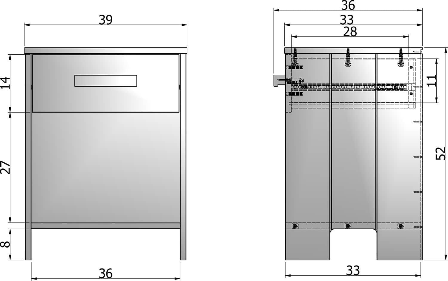 mutoni Chevet Dennis pin gris béton  