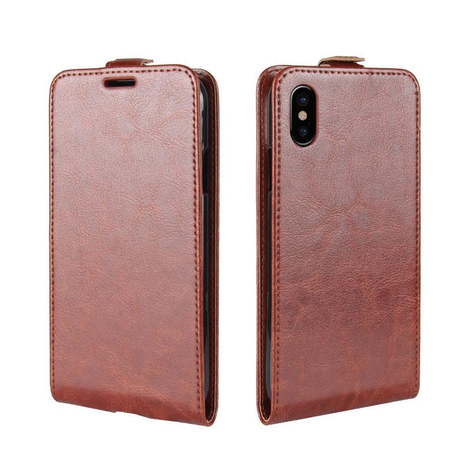 Cover-Discount  iPhone Xs / X - Leder Flip Case Mit Fotofach Vertikal 