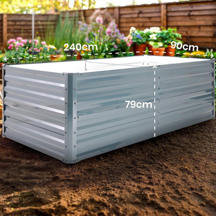 Arebos Letto da giardino rialzato in metallo Letto per piante in acciaio inox  