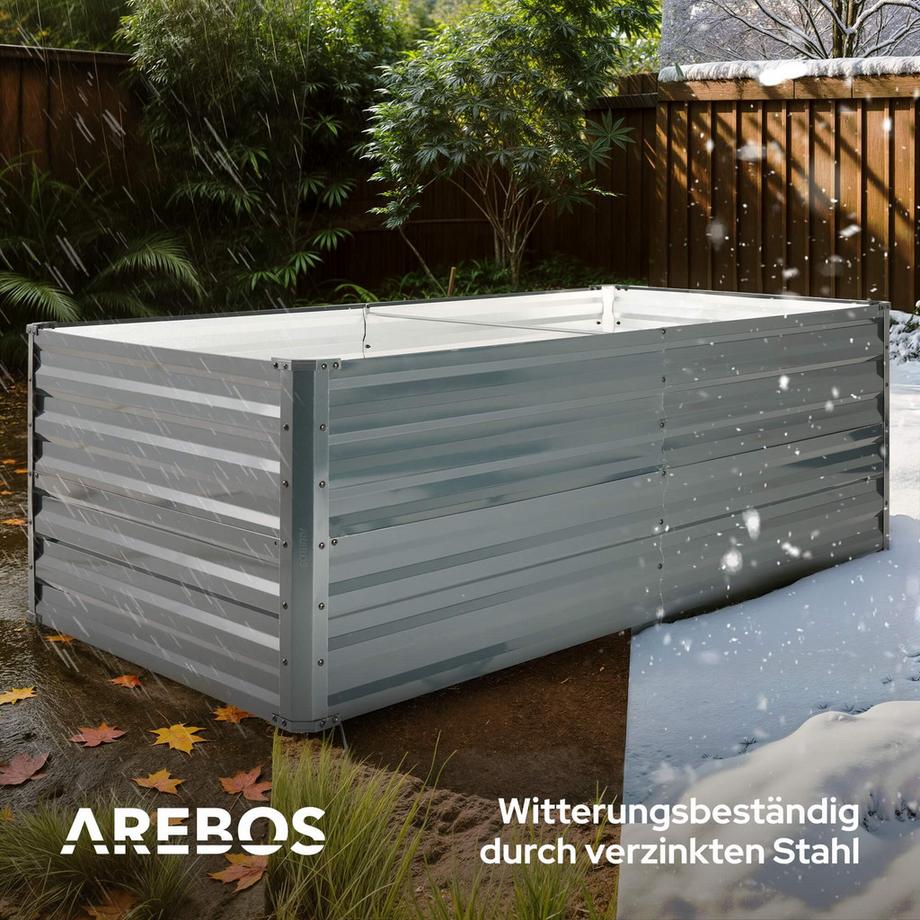 Arebos Letto da giardino rialzato in metallo Letto per piante in acciaio inox  