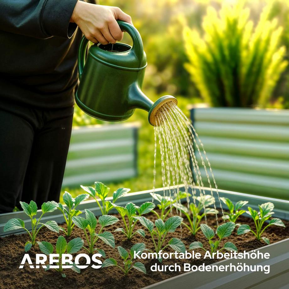 Arebos Letto da giardino rialzato in metallo Letto per piante in acciaio inox  