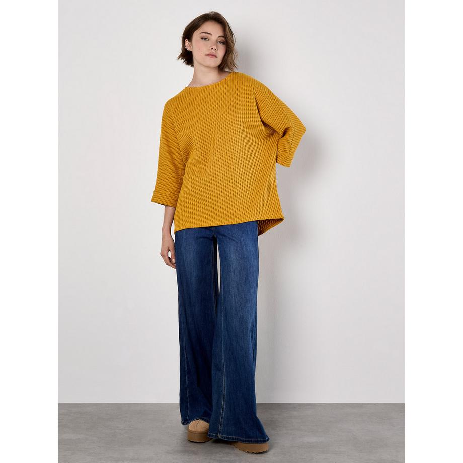 APRICOT Haut Manches Chauve-Souris en Maille Gaufre  