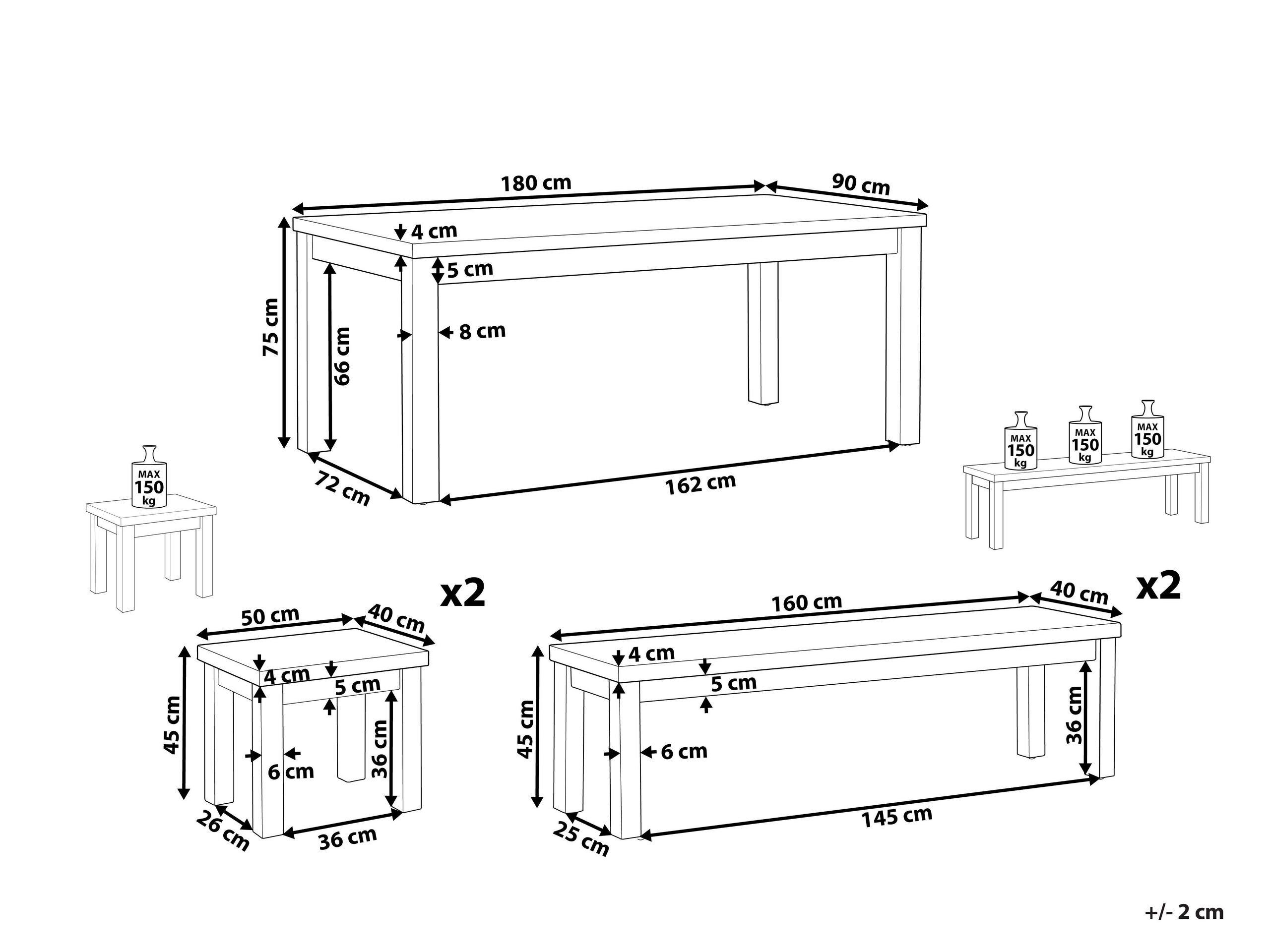 Beliani Garten-Essgruppe für 8 Personen aus Faserzement Industriell OSTUNI  