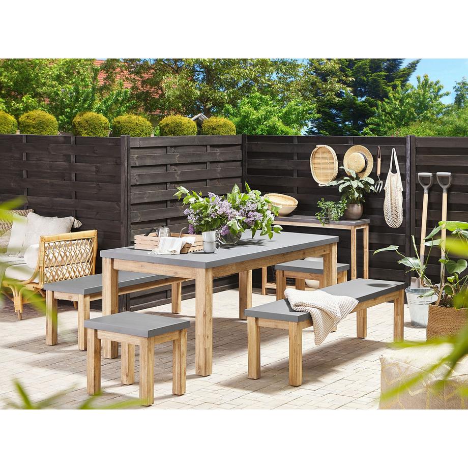 Beliani Garten-Essgruppe für 8 Personen aus Faserzement  OSTUNI  