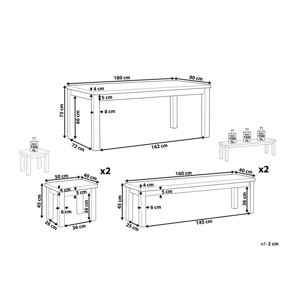 Beliani Garten-Essgruppe für 8 Personen aus Faserzement  OSTUNI  