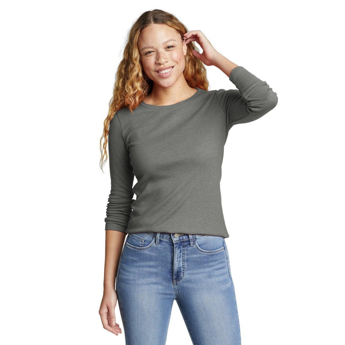 Image of Favorite Tshirt Rundhalsausschnitt Langärmlig Damen Schiefergrau M