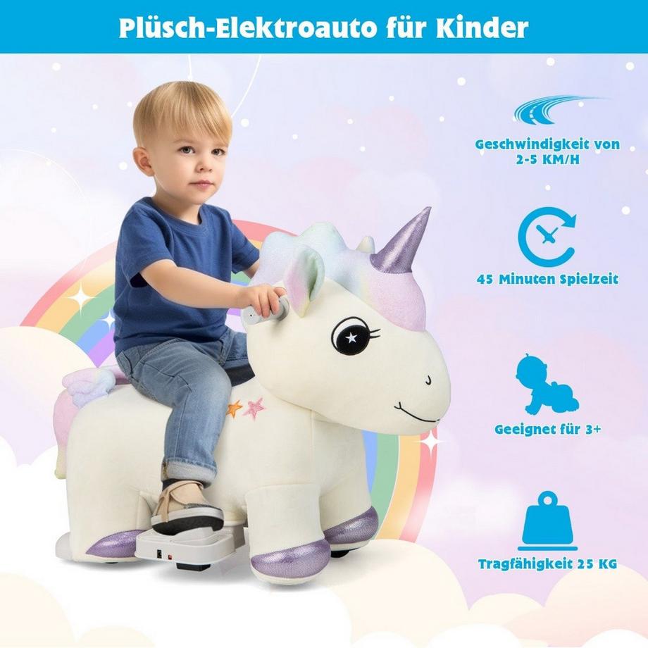 Northio  Porteur électrique en forme d'animal, voiture en peluche, voiture jouet pour enfants à partir de 3 ans, beige 