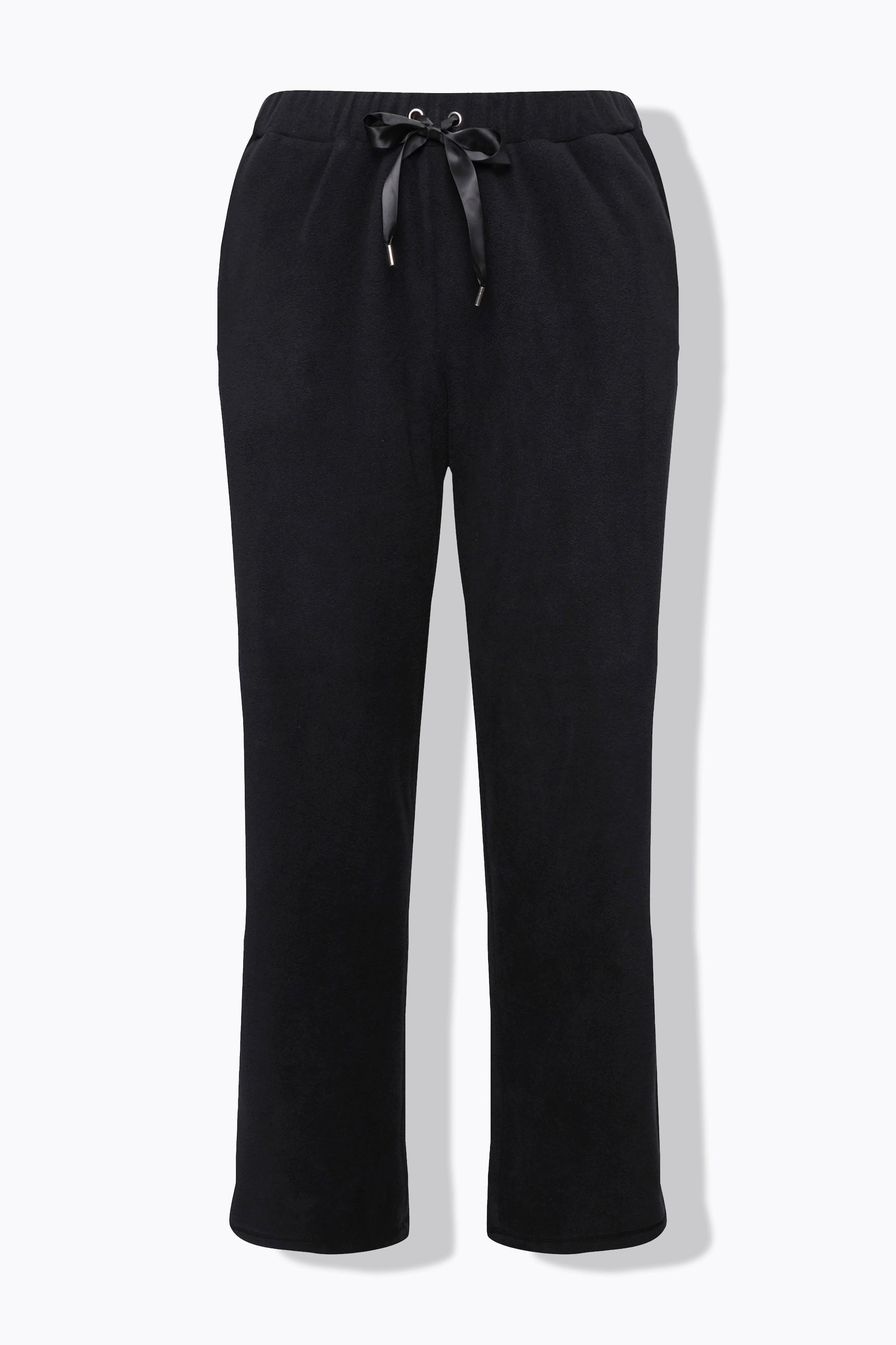 Ulla Popken  Pantaloni loungewear di pile con cintura elastica e taglio della gamba dritto 