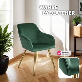 Tectake Chaise MARILYN Effet velours style scandinave  