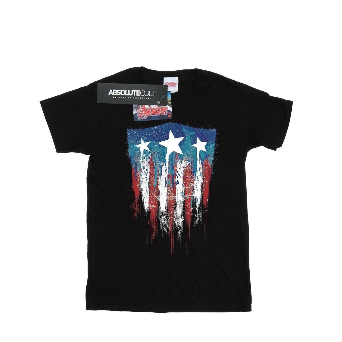 Image of Captain America Flag Shield Tshirt Damen Schwarz L
