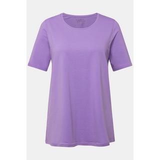 Ulla Popken  T-shirt en coton bio, coupe évasée, col rond et manches courtes 