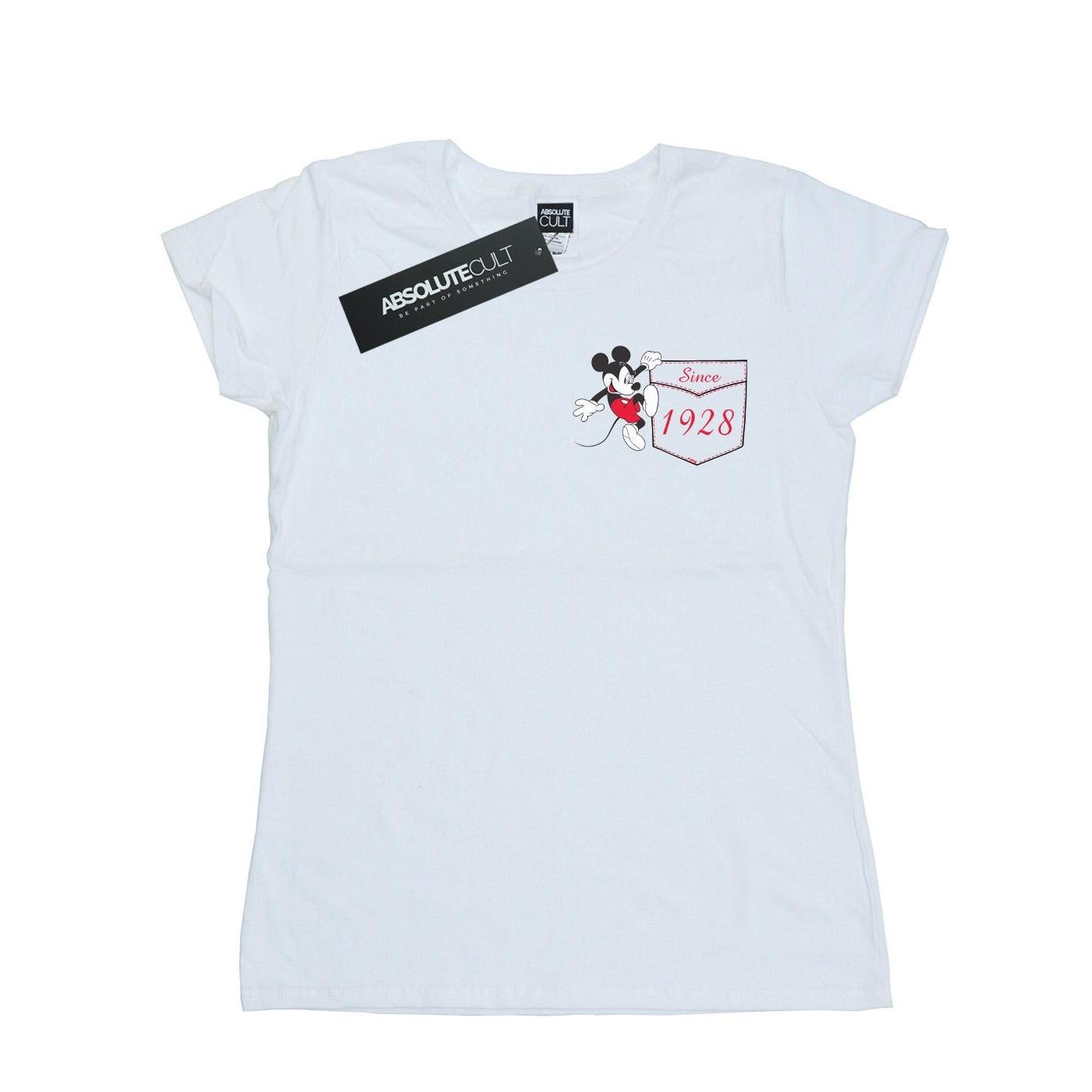Image of Mickey Mouse Faux Pocket Since 1928 Tshirt Damen Weiss M
