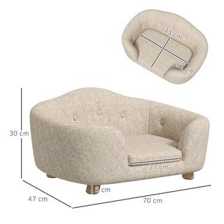 Northio hundesofa Rückentasche Plüschbezug mit Kissen, Katzen bett, Geeignet für kleine Hund, Kiefer, 70 x 47 x 30 cm, Cremeweiß  