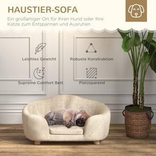 Northio hundesofa Rückentasche Plüschbezug mit Kissen, Katzen bett, Geeignet für kleine Hund, Kiefer, 70 x 47 x 30 cm, Cremeweiß  