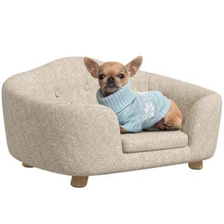 Northio hundesofa Rückentasche Plüschbezug mit Kissen, Katzen bett, Geeignet für kleine Hund, Kiefer, 70 x 47 x 30 cm, Cremeweiß  