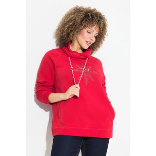 Ulla Popken  Sweat-shirt à col montant et manches longues, poches, flocon de neige 